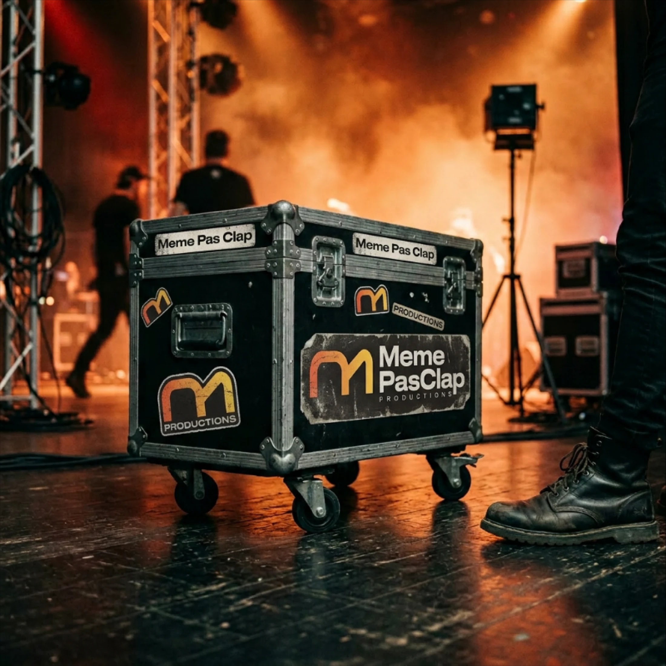 The identity on the road, on the production’s flight cases.
