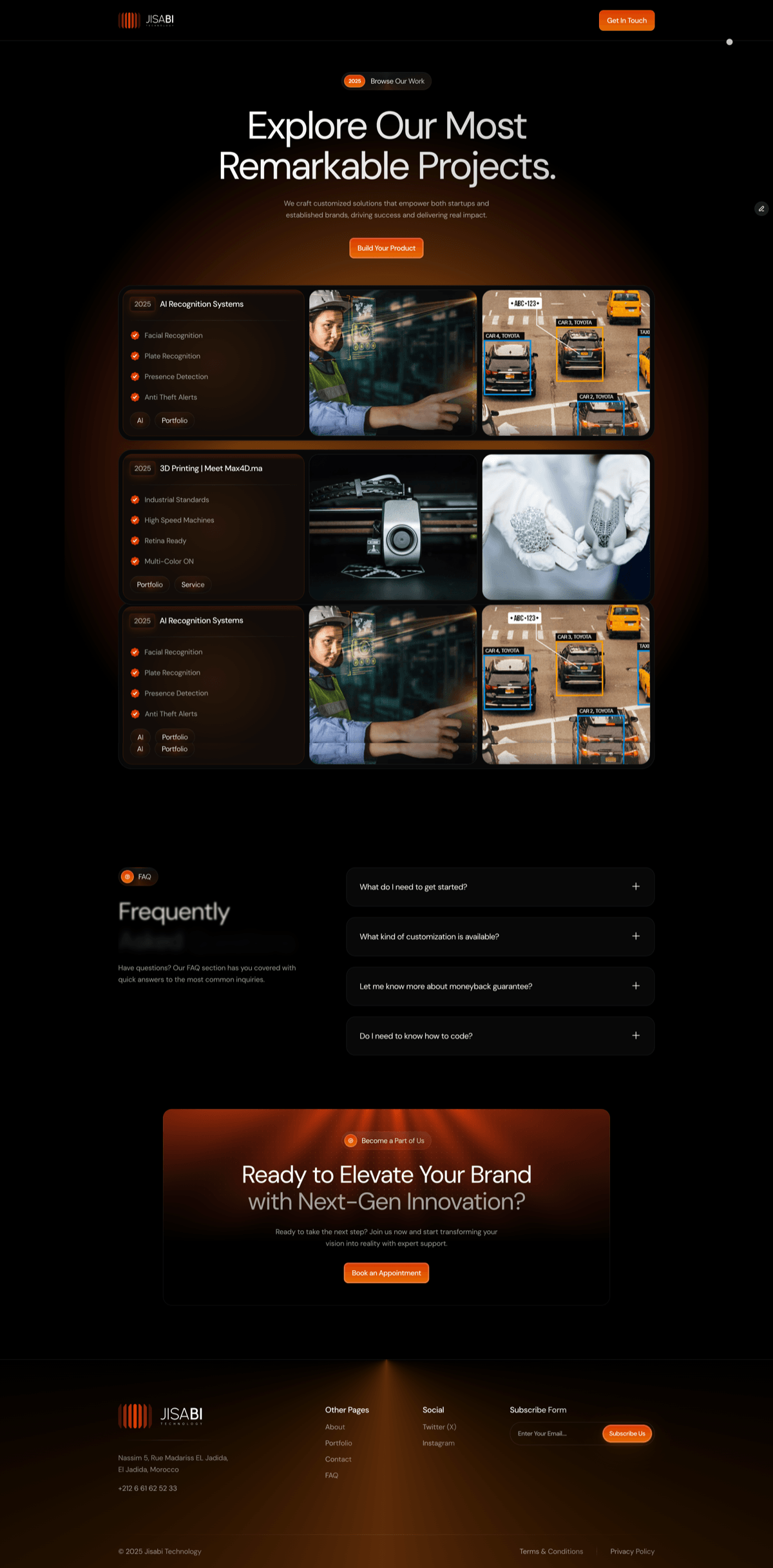 The projects page: “Explore Our Most Remarkable Projects.”