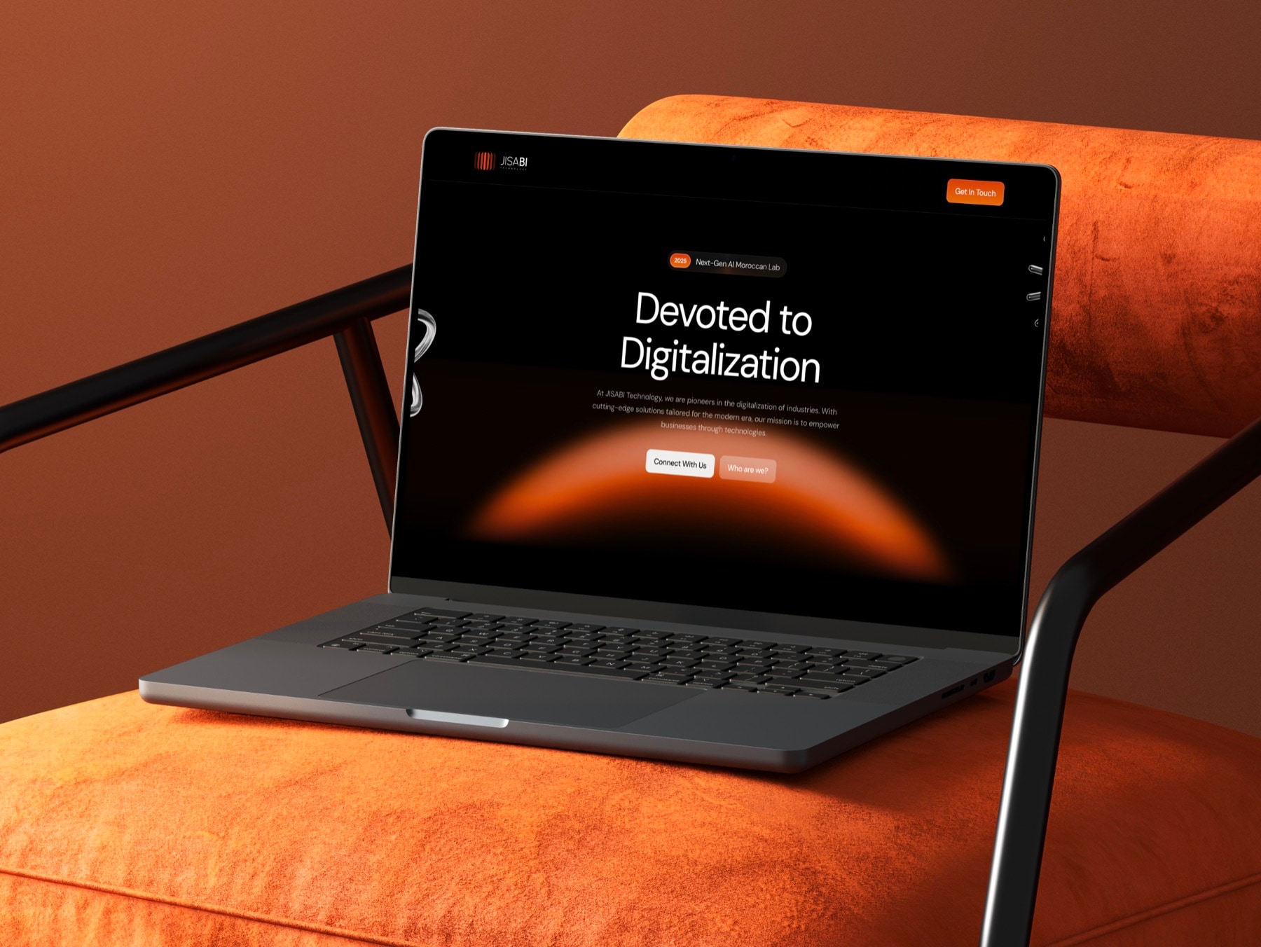 “Devoted to Digitalization”: the hero, on the live site.