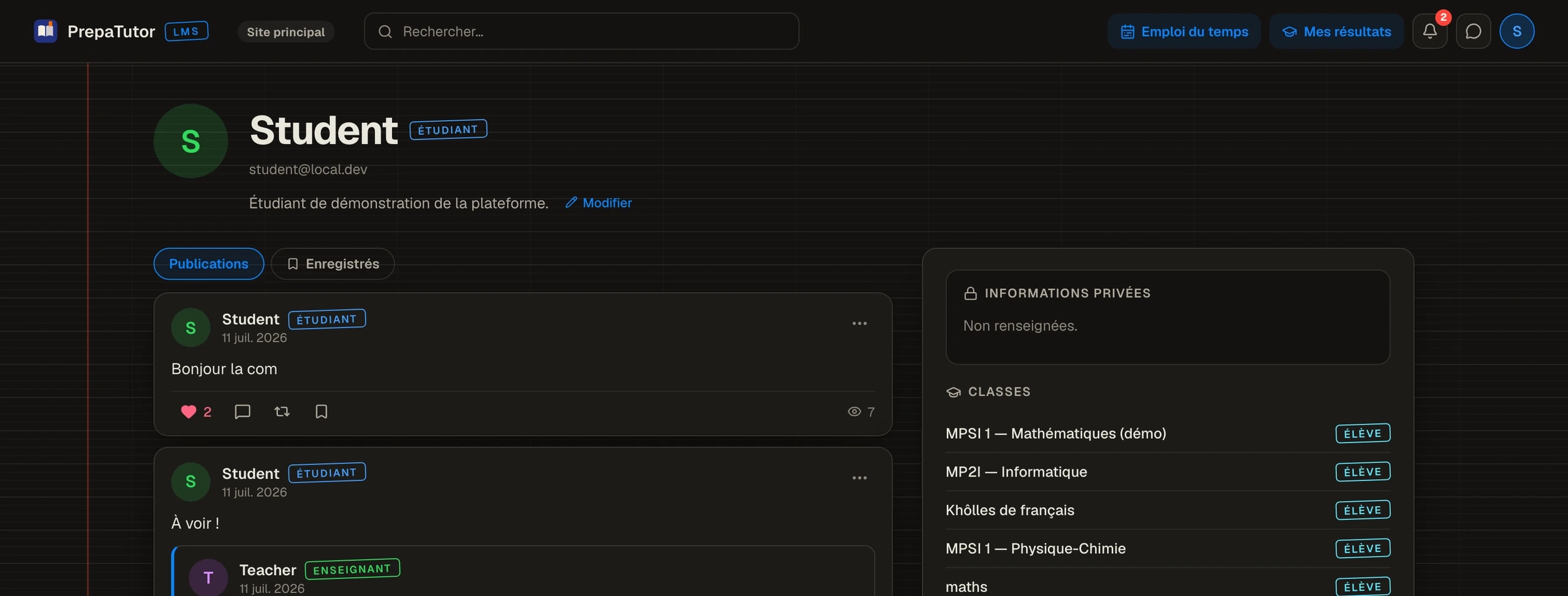 A member profile.